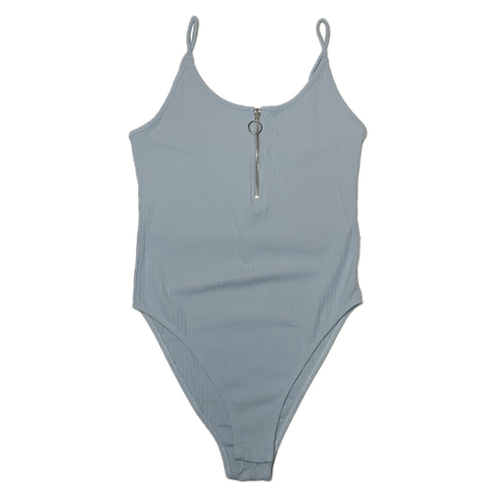 Topshop Sky Blue Ribbed Bodysuit